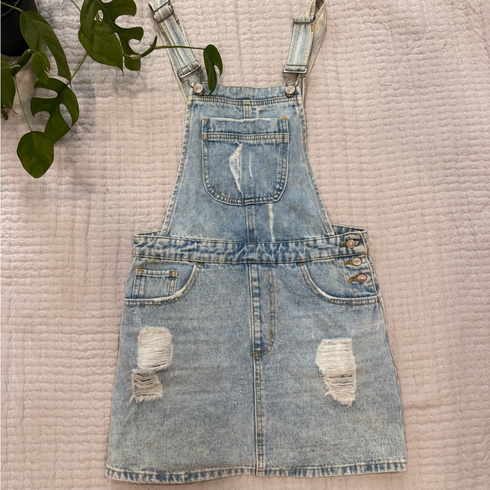 Denim overall skirt